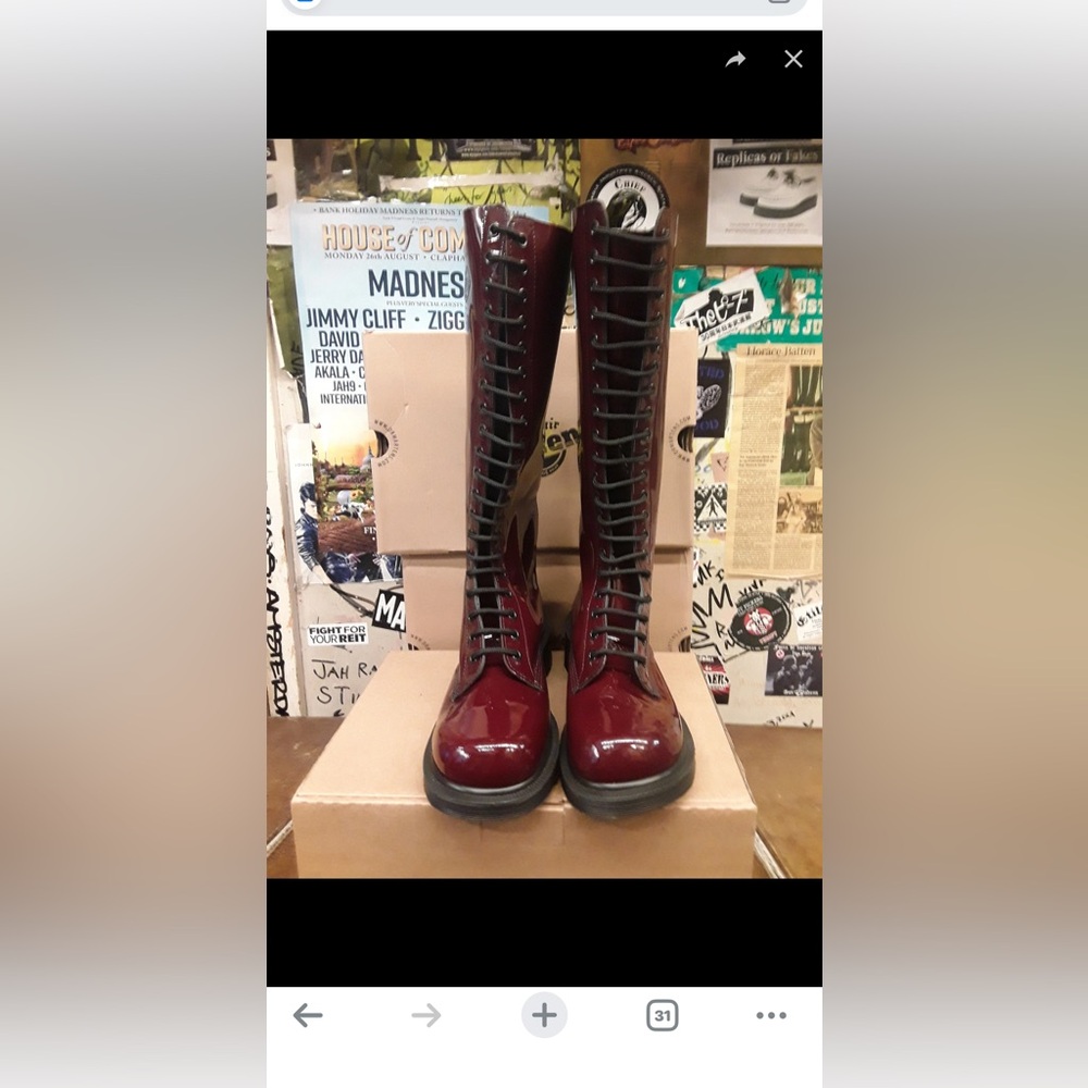 Dr. Martens Burgundy 1420 patent leather 20 hole boots 9730